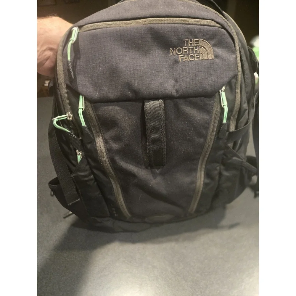 The North Face Surge FlexVent Backpack Black Laptop School Travel Book Bag‎